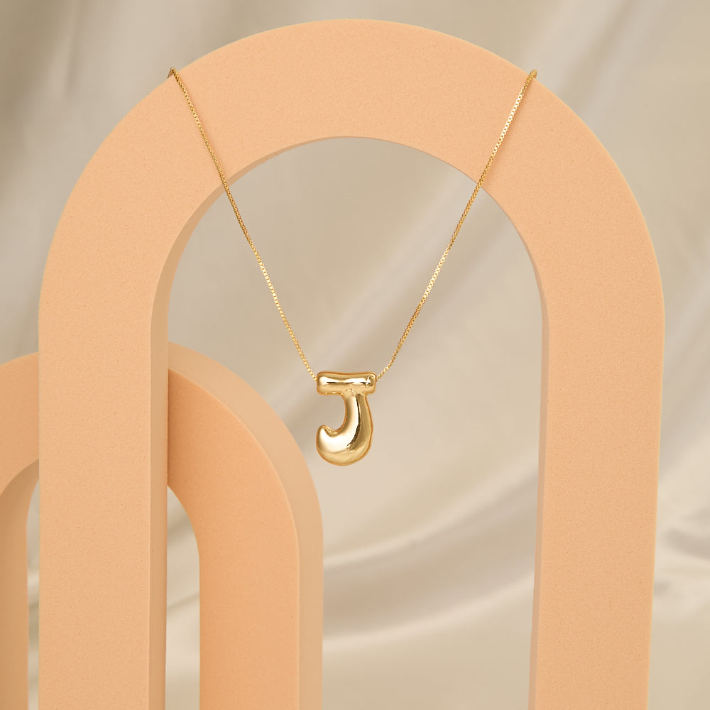 Denise 18k Gold Plated Bubble Letter Necklace