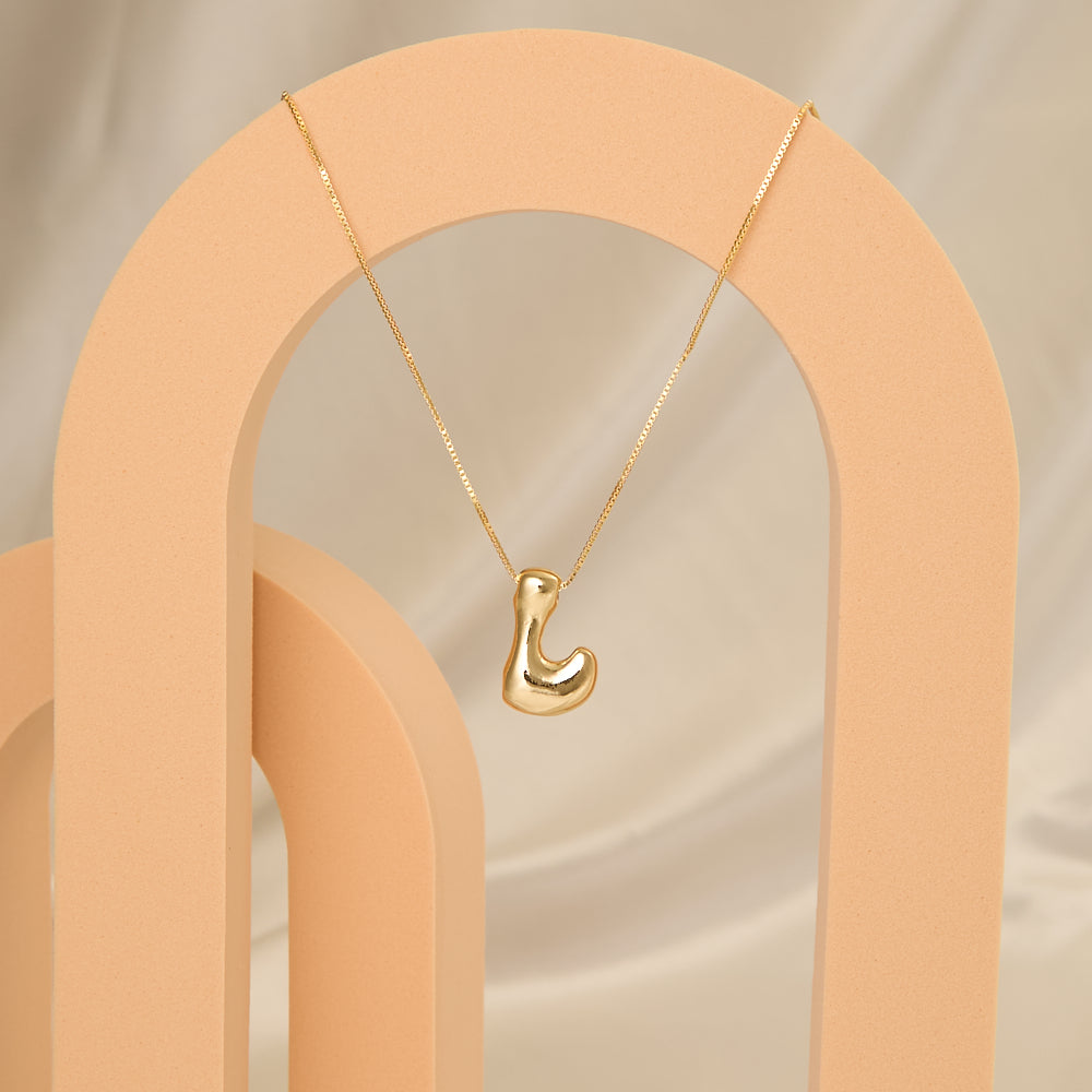 Denise 18k Gold Plated Bubble Letter Necklace