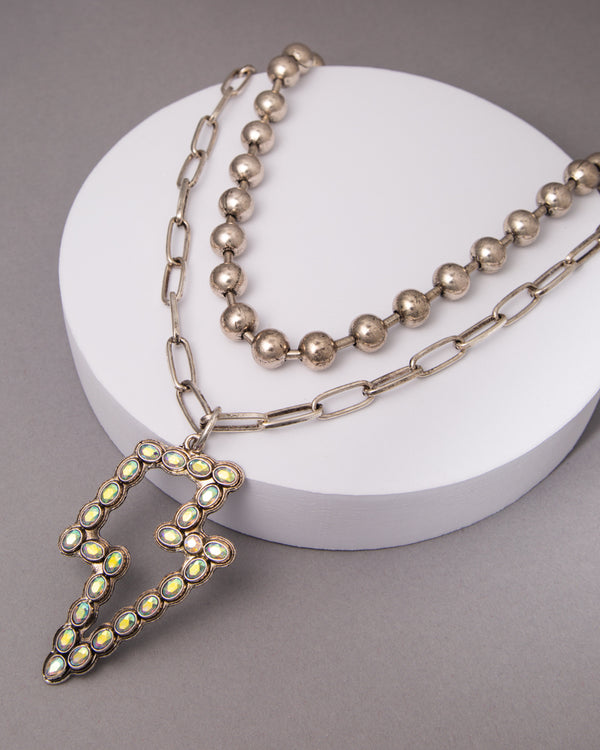 Jane 2-Piece Western Crystal Embellished Lightning Pendant Necklace