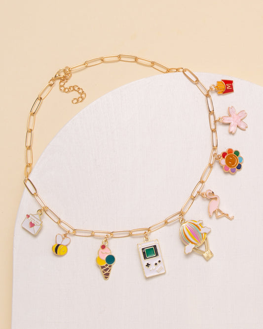 Sasha Western Theme Enamel Charm Chain Necklace