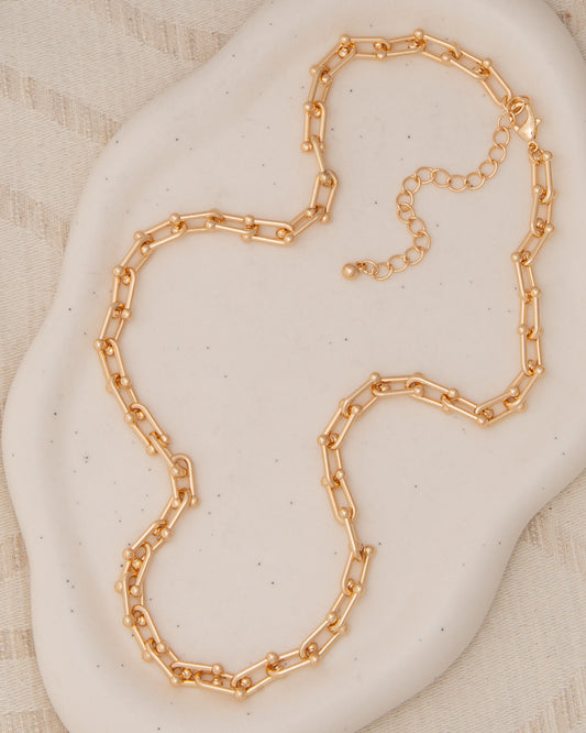 Brooklyn Polished Horseshoe Link Chain Necklace | Gold