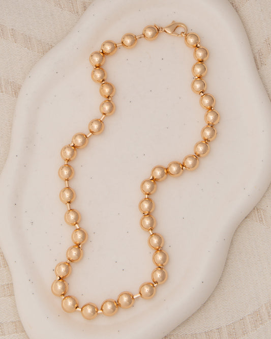 Hadley Polished Ball Chain Necklace with Lobster Clasp | Gold
