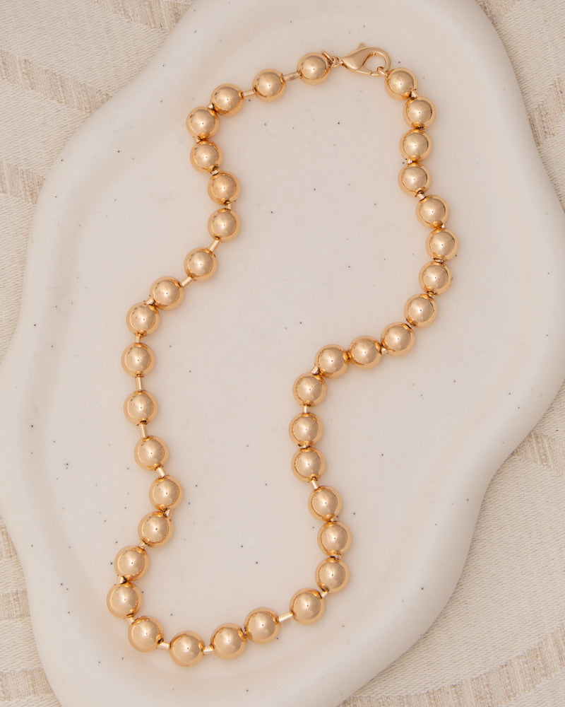 Hadley Polished Ball Chain Necklace with Lobster Clasp | Gold