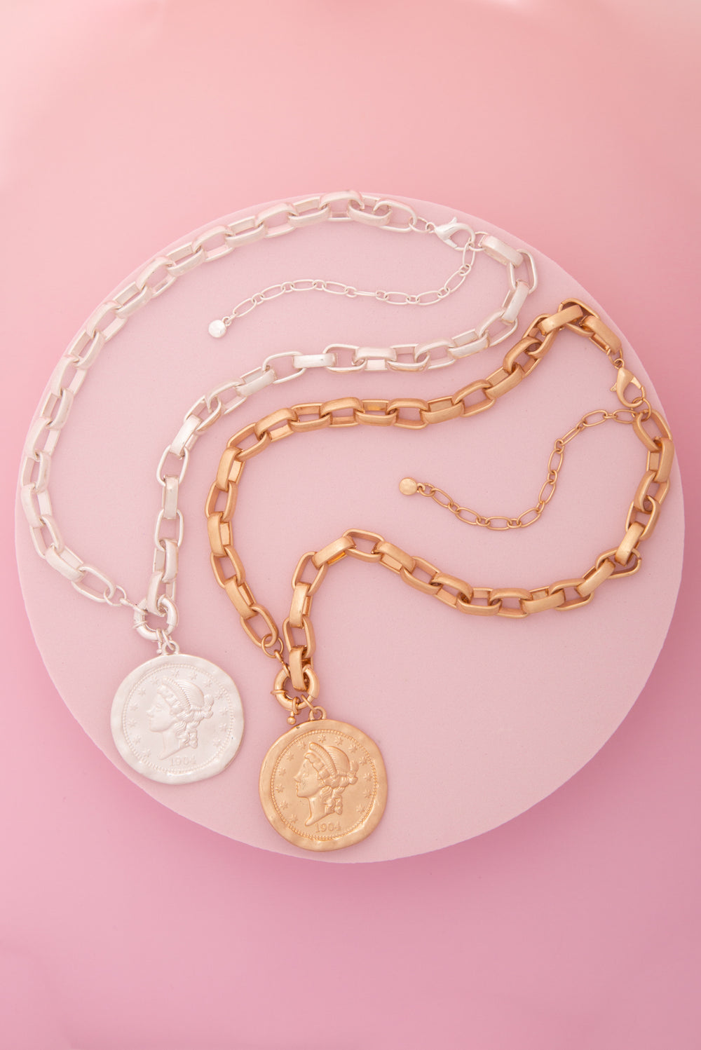 Athena 1904 Morgan Replica Coin Pendant Necklace with Toggle Chain