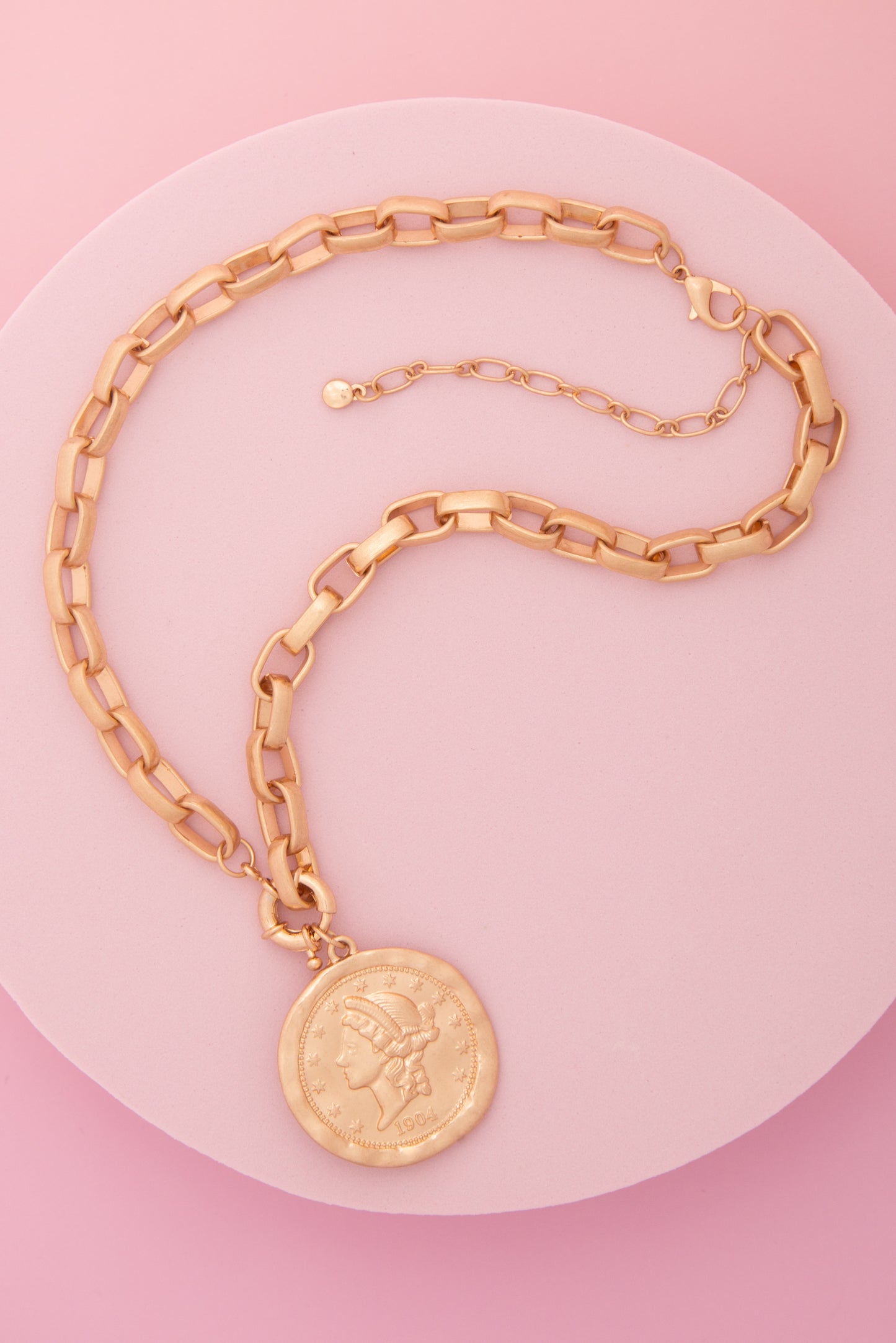 Athena 1904 Morgan Replica Coin Pendant Necklace with Toggle Chain