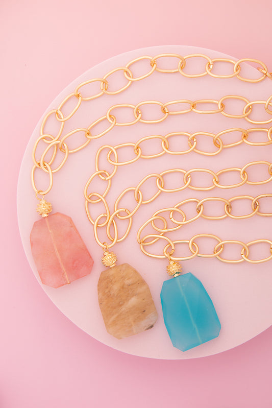 Wendy Styled Color Stone Amulet Pendant Necklace