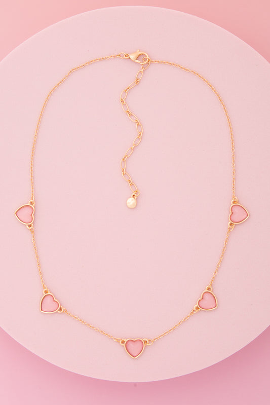 Kate Bezel Enamel Heart Station Necklace