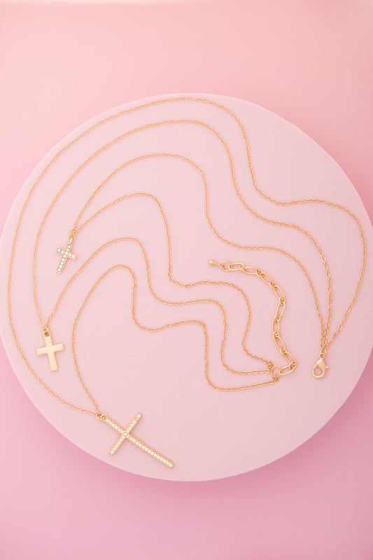 Sarafina Multi-Strand Channel-Set Crystal Cross Pendant Necklace