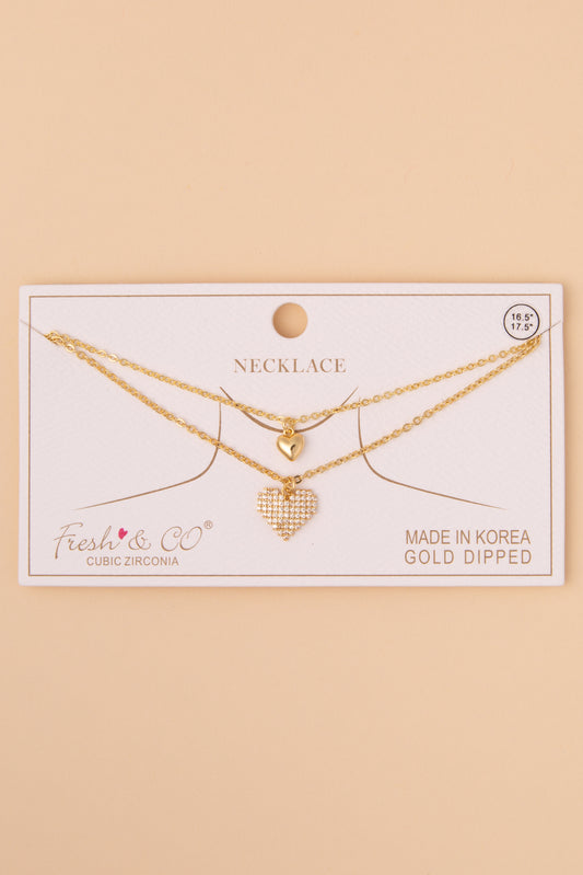 Violet Cubic Zirconia Pavé Heart Pendant Necklace | Gold