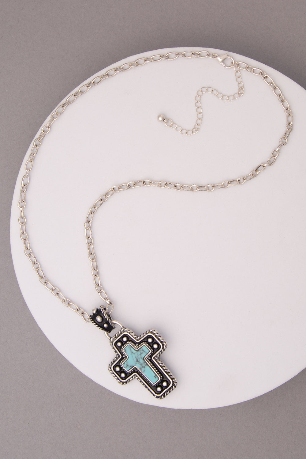 Ashlyn Western Turquoise Embellished Cross Pendant Necklace