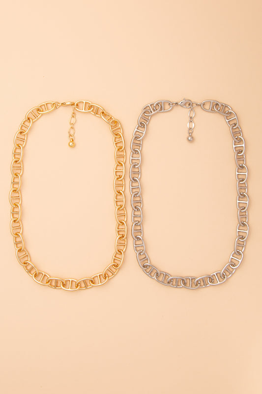 Francesca Polished Soda Tab Link Chain Necklace