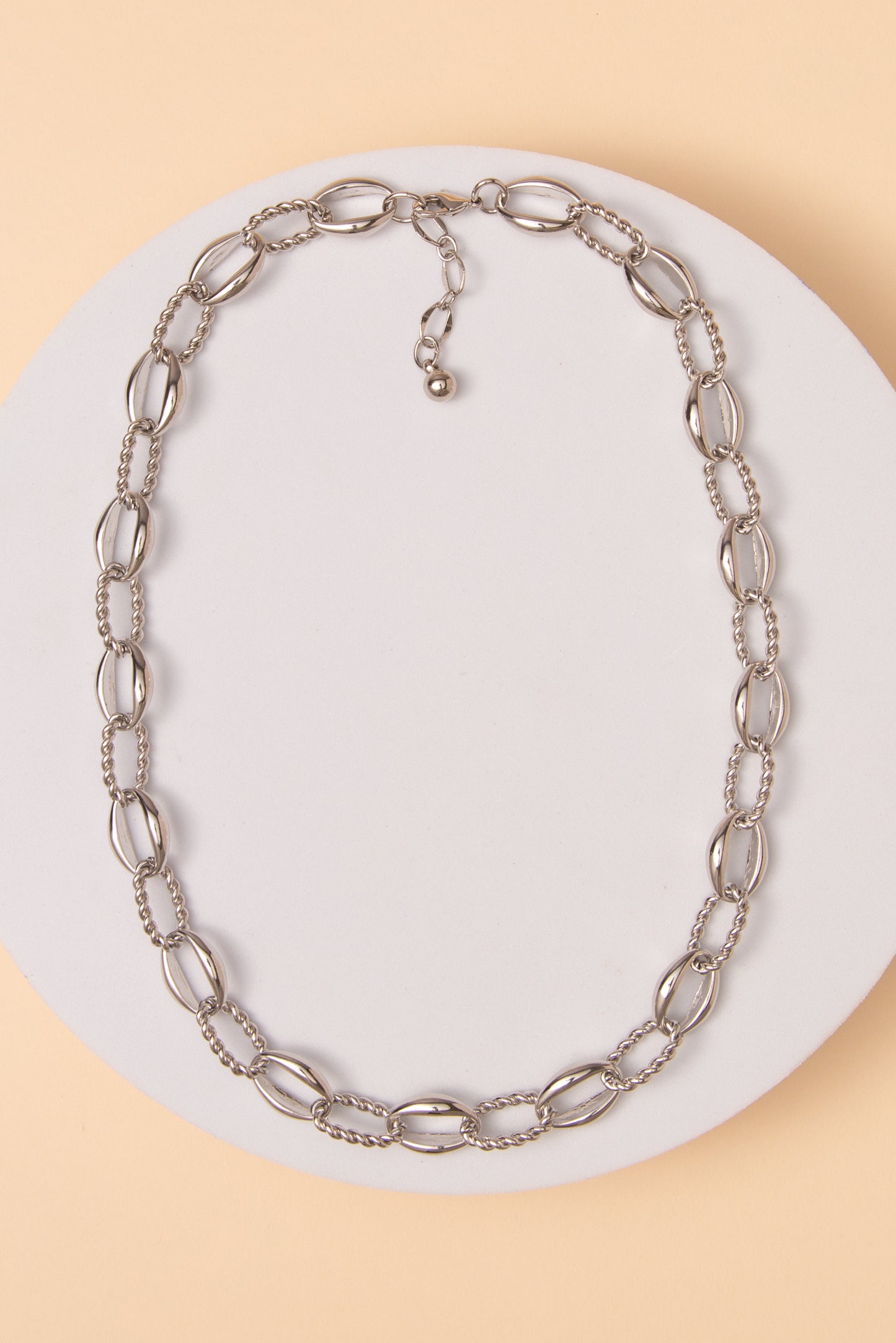 Harper Polished Multi-Textured Patterned Chain Link Necklace