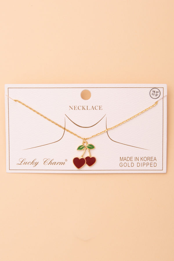 Grace Enamel Cherry Pendant Necklace