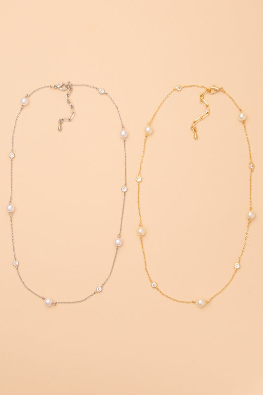 Mariella Pearl & Cubic Zirconia Station Necklace
