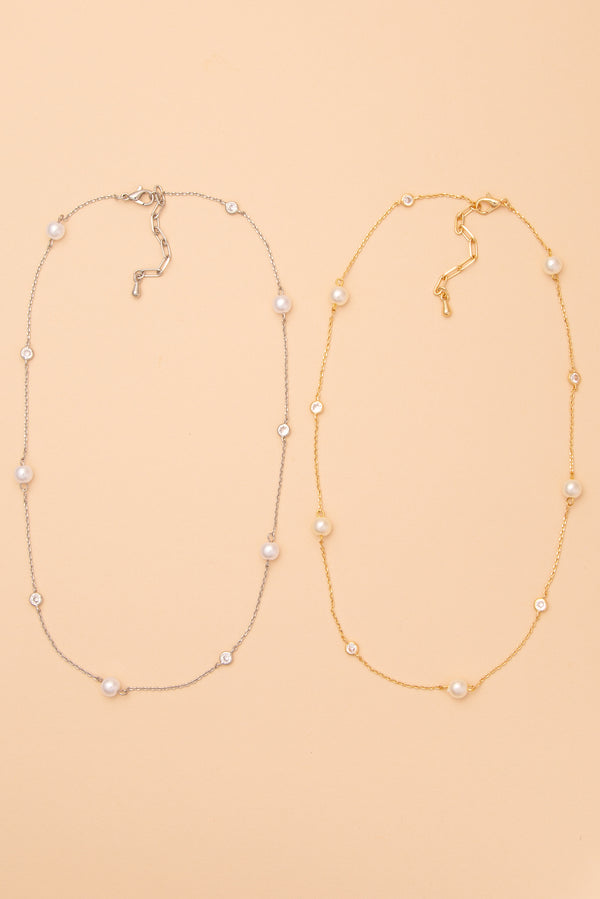 Mariella Pearl & Cubic Zirconia Station Necklace