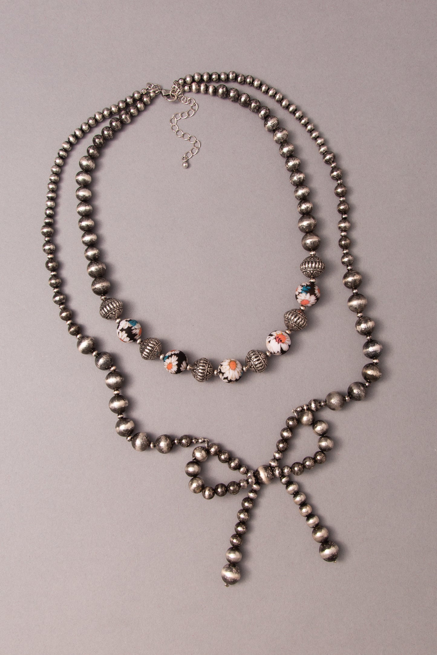 Arielle Western Multi-Strand Beaded Necklace with Bow Pendant