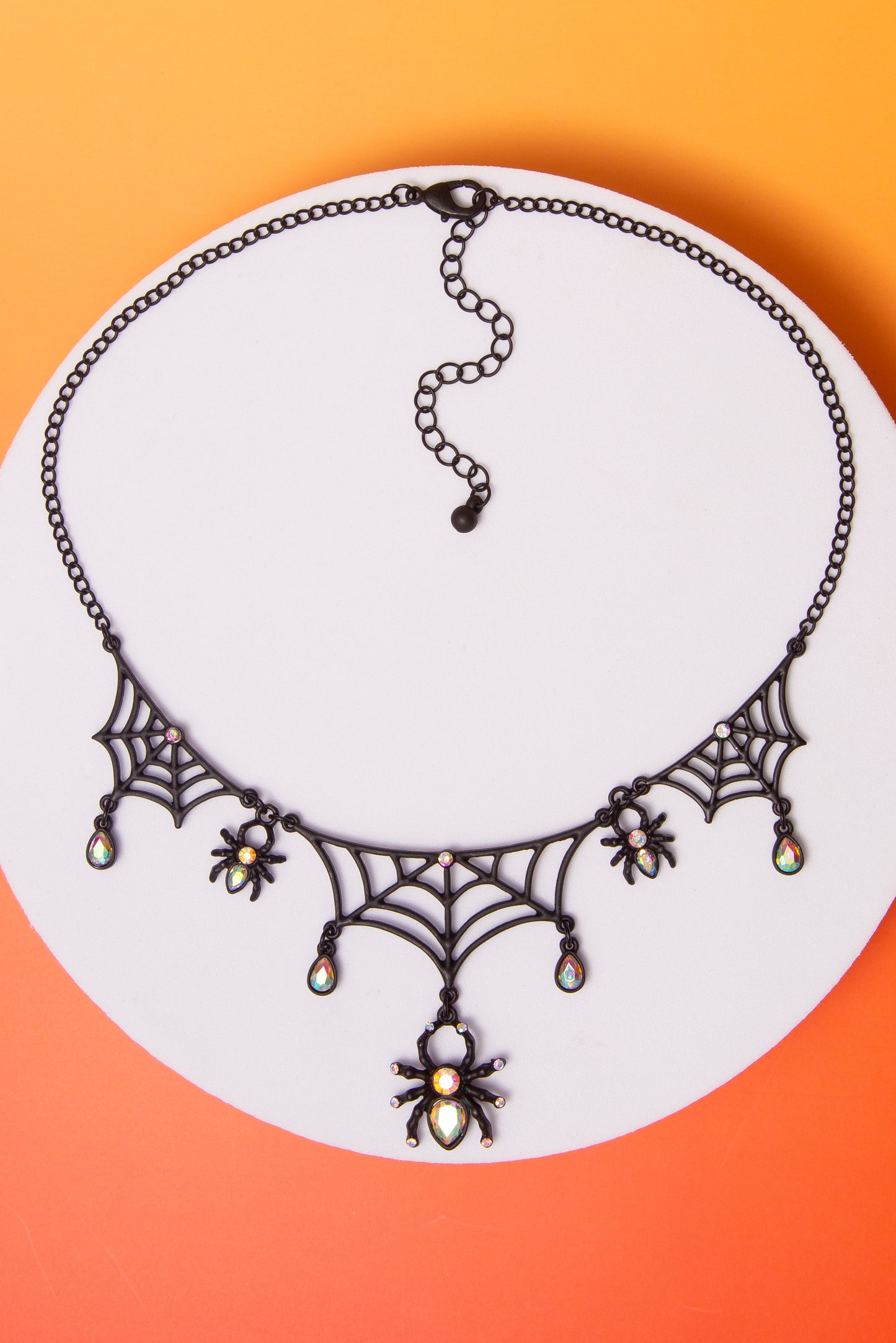 Lia Halloween Spiderweb Necklace with Spider Charms