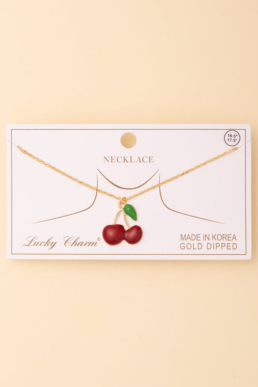 Millie Cherry Embellished Gold Necklace