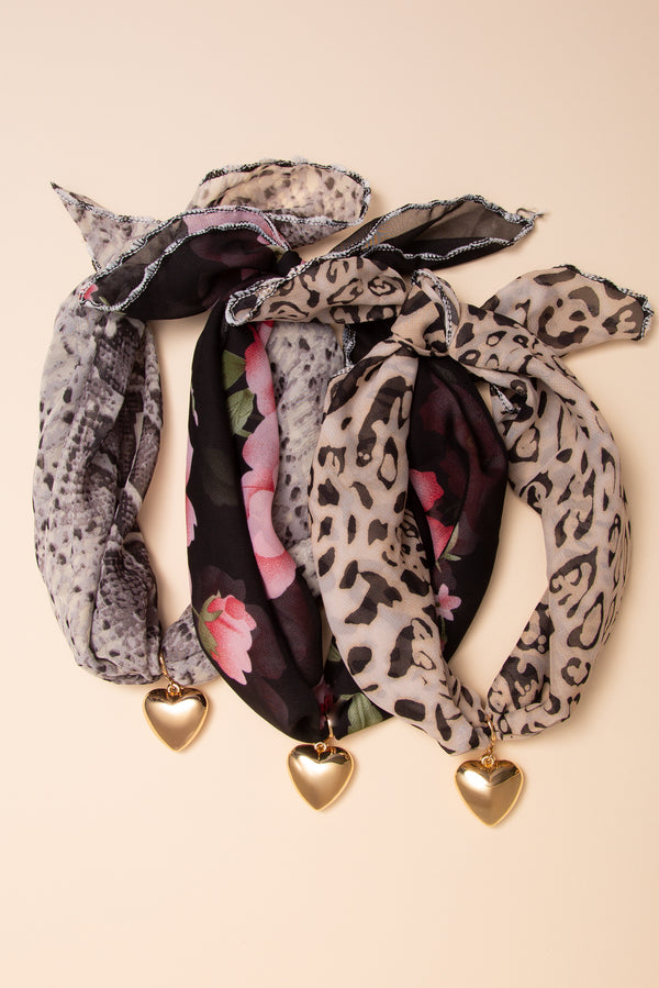 Kara Heart Pendant Scarf Tie-Back Necklace
