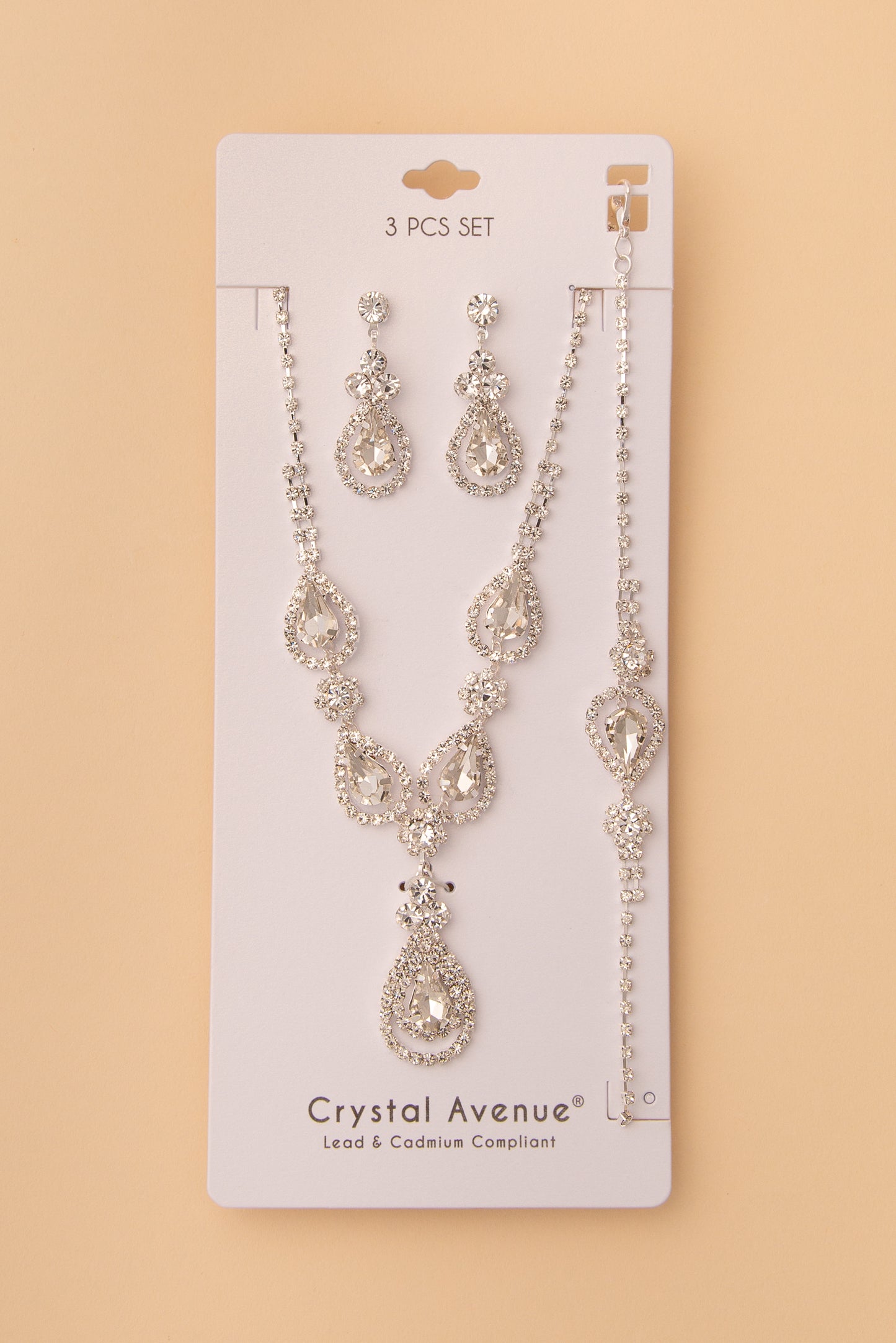 Joanna  Crystal Embellished Necklace, Earring and Bracelet 3 Pc Set