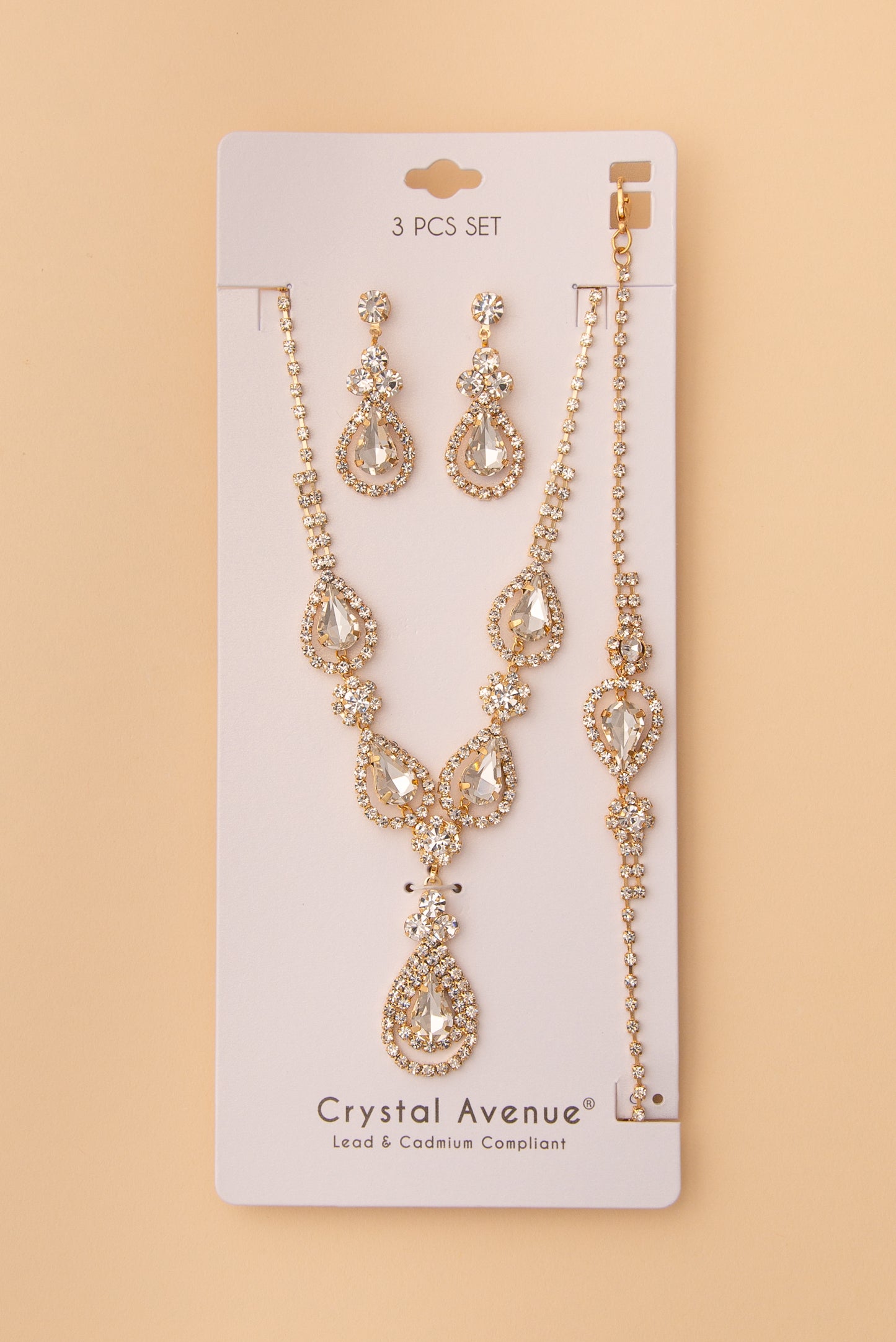 Joanna  Crystal Embellished Necklace, Earring and Bracelet 3 Pc Set