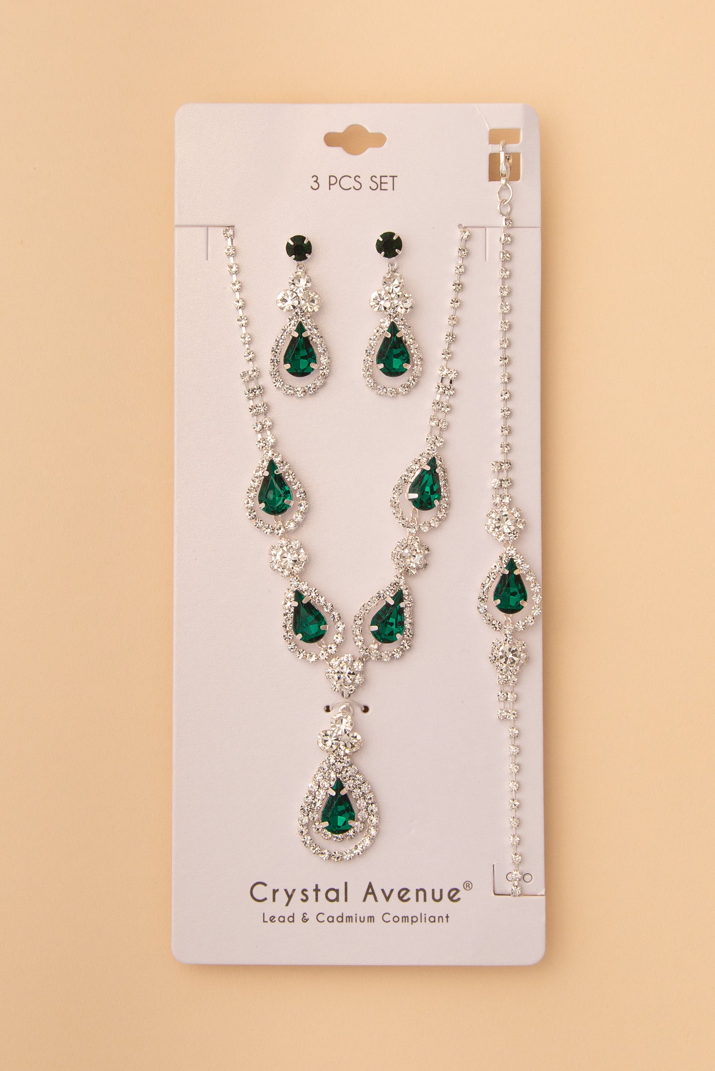 Joanna  Crystal Embellished Necklace, Earring and Bracelet 3 Pc Set