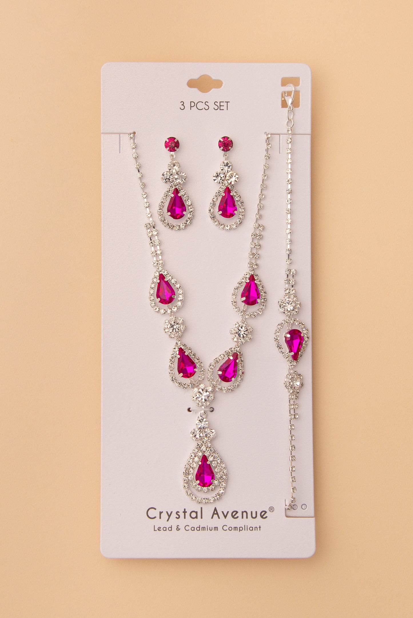Joanna  Crystal Embellished Necklace, Earring and Bracelet 3 Pc Set