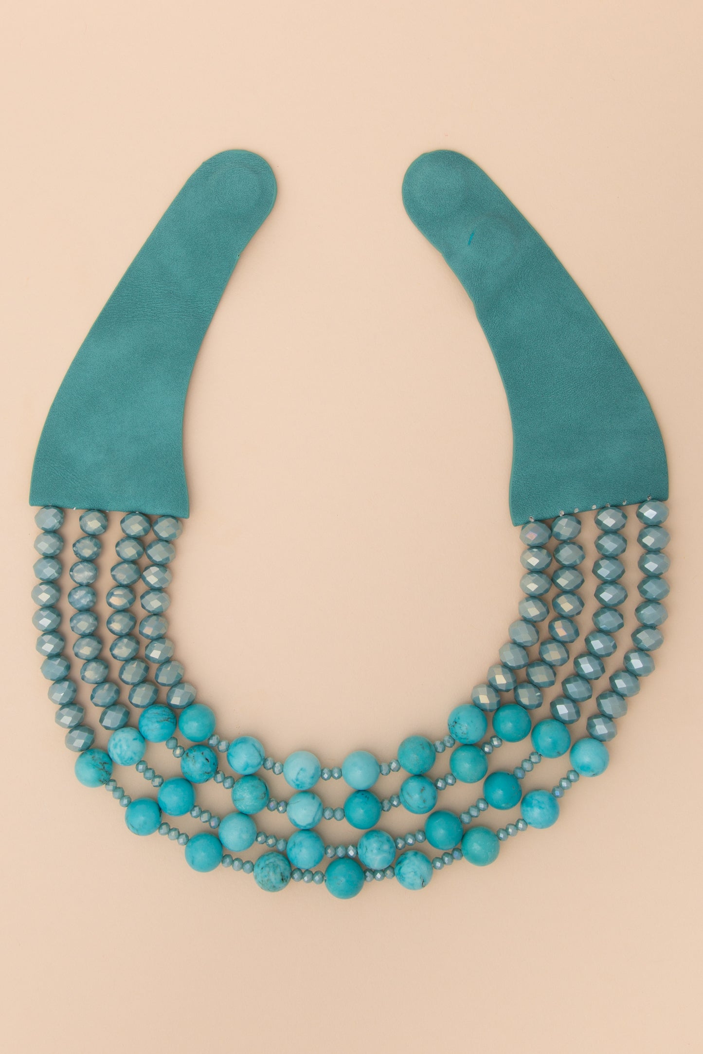 Amelia Multi-Strand Wood and Facet Beaded Necklace