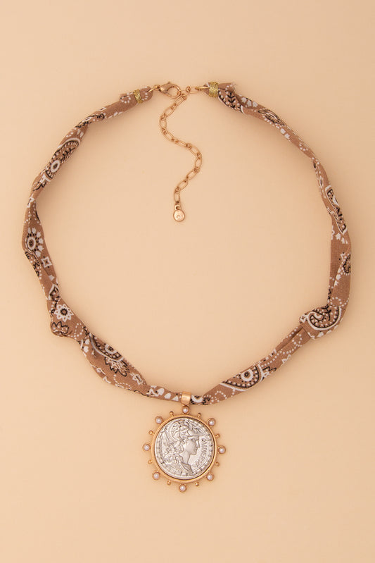 Savannah Bandana Medallion Coin Necklace