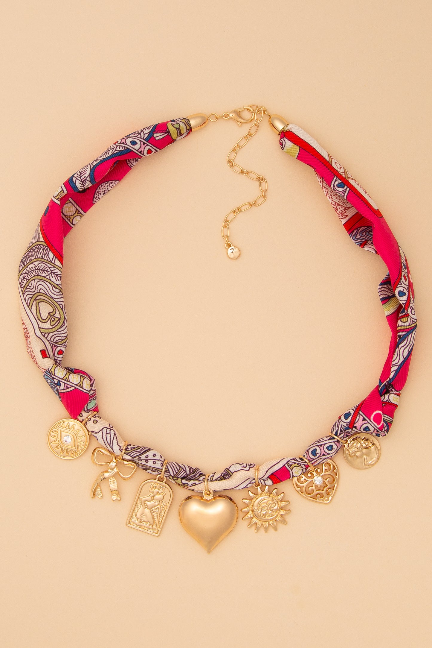 Amy Bandana Necklace with Heart Gold Trinkets