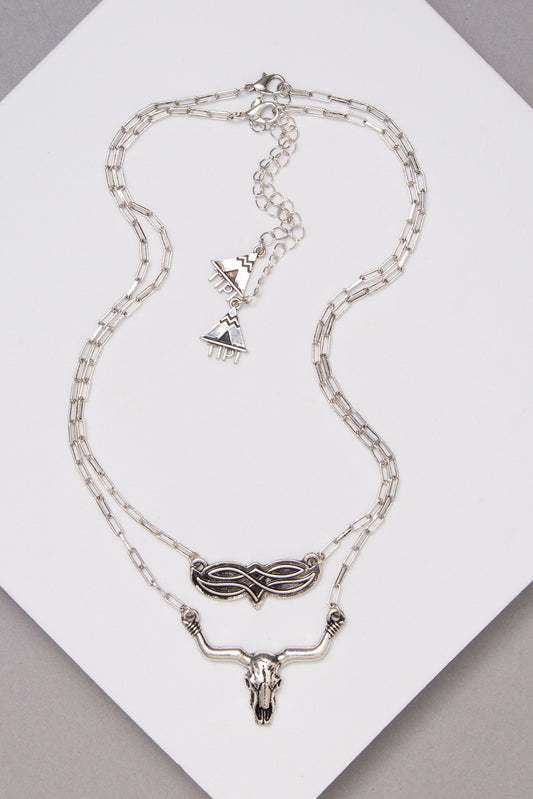 Dorothy Western Layered Necklace Set with Longhorn Skull