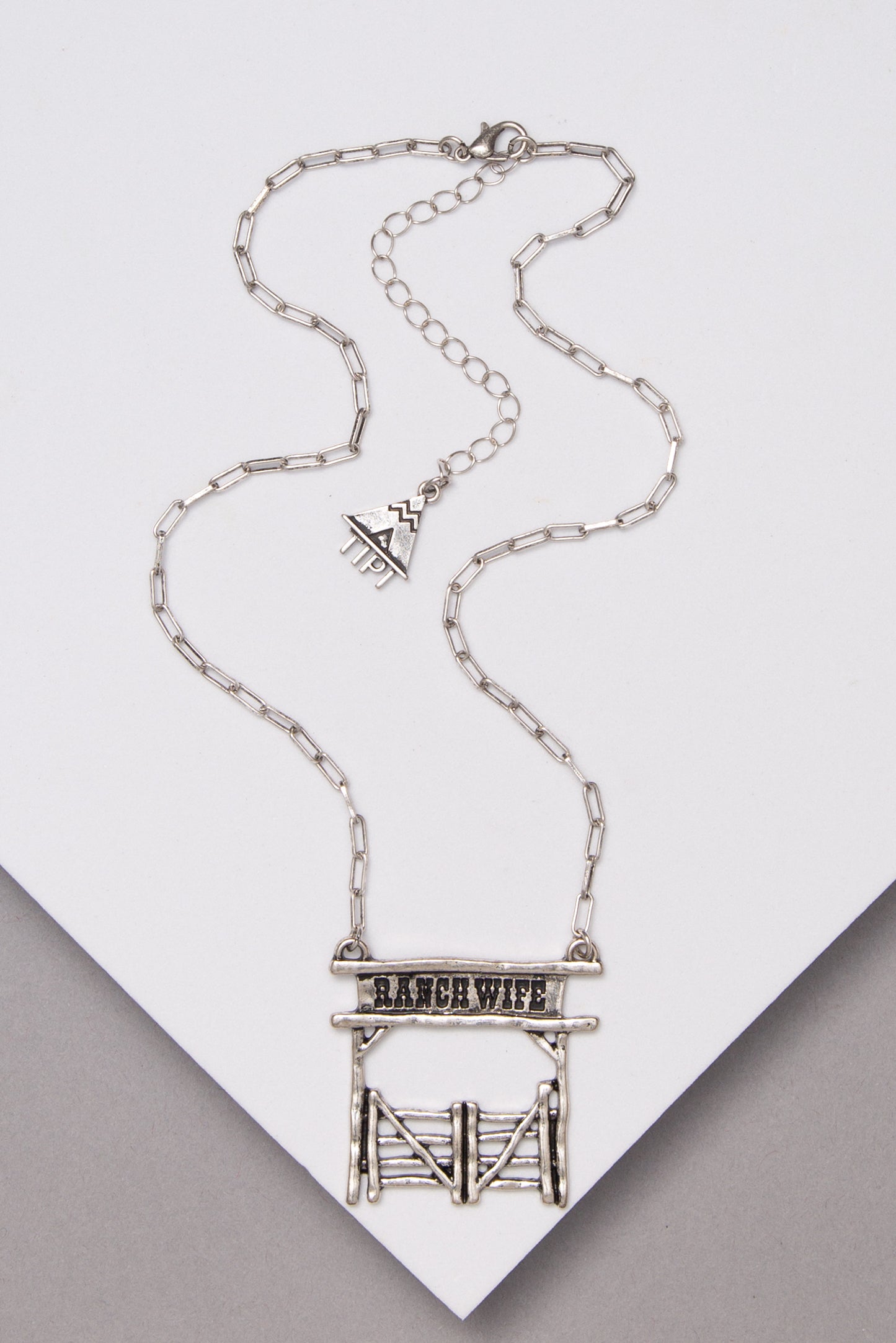 Veronica Western Ranch Gate Pendant Necklace with “Ranchwife”