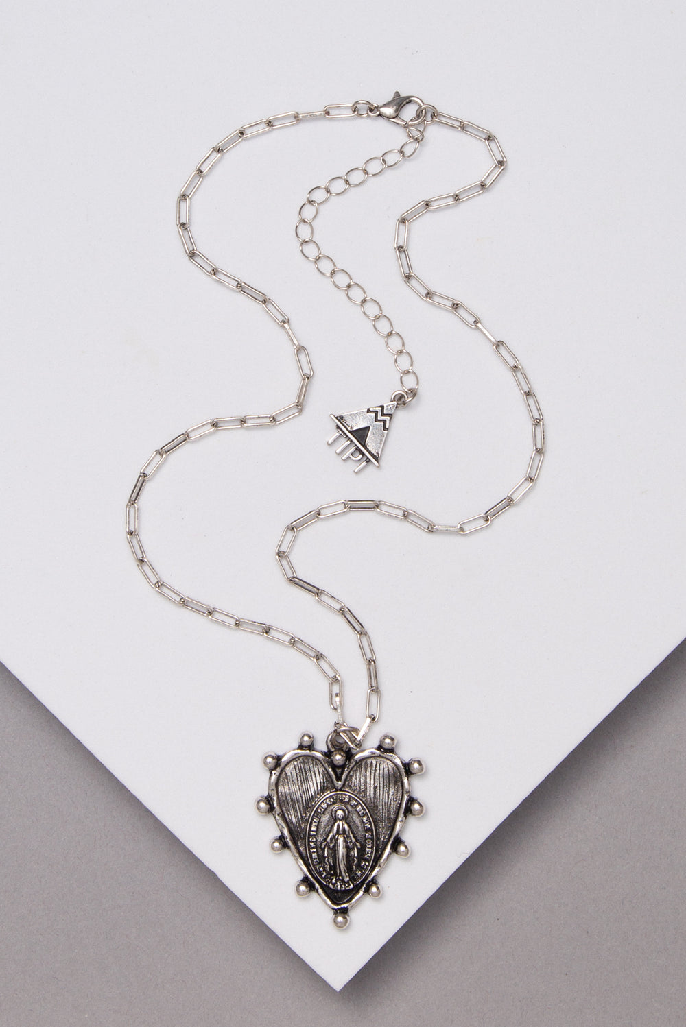 Alessandra Sacred Heart Pendant Necklace with Saint Medallion