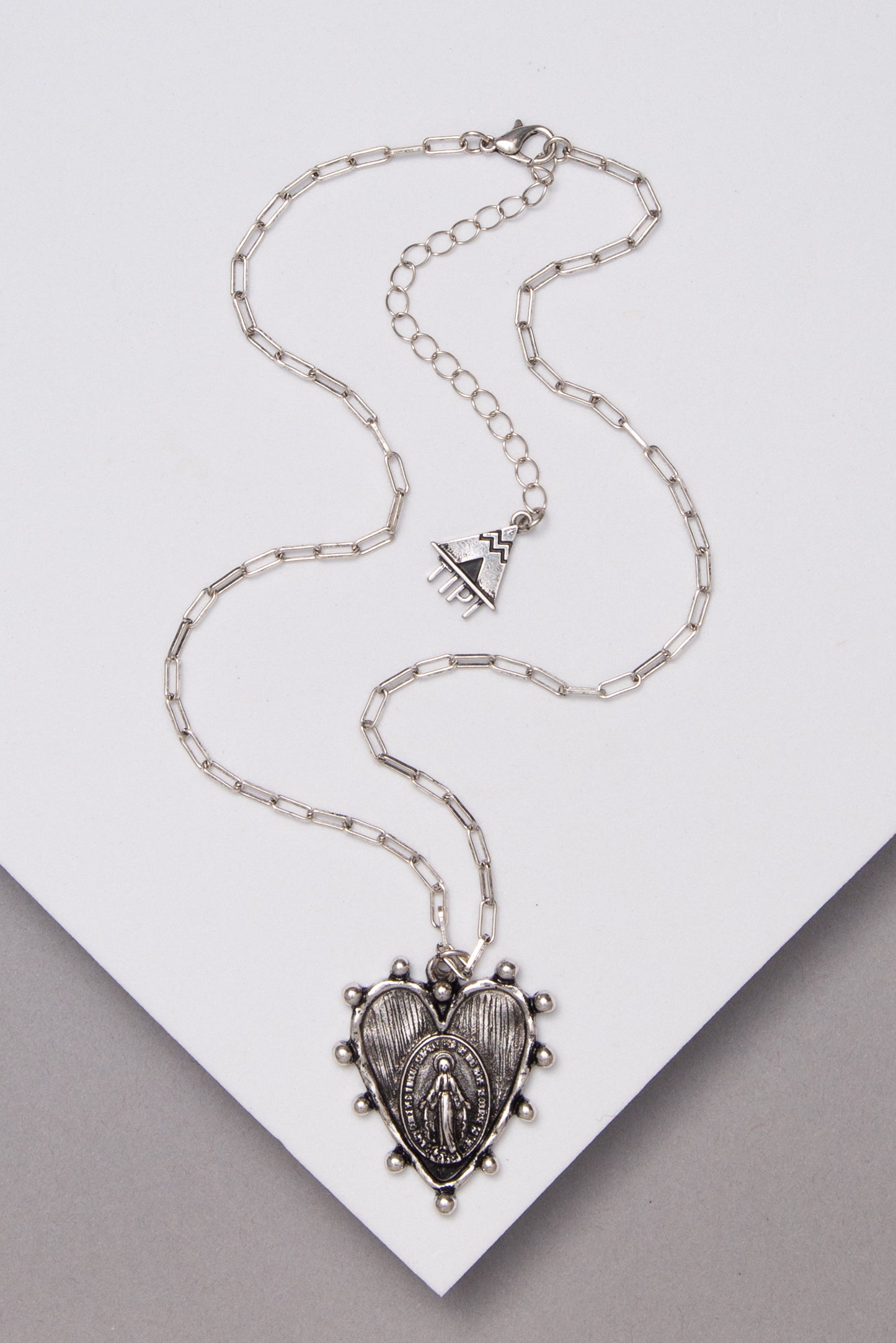 Alessandra Sacred Heart Pendant Necklace with Saint Medallion
