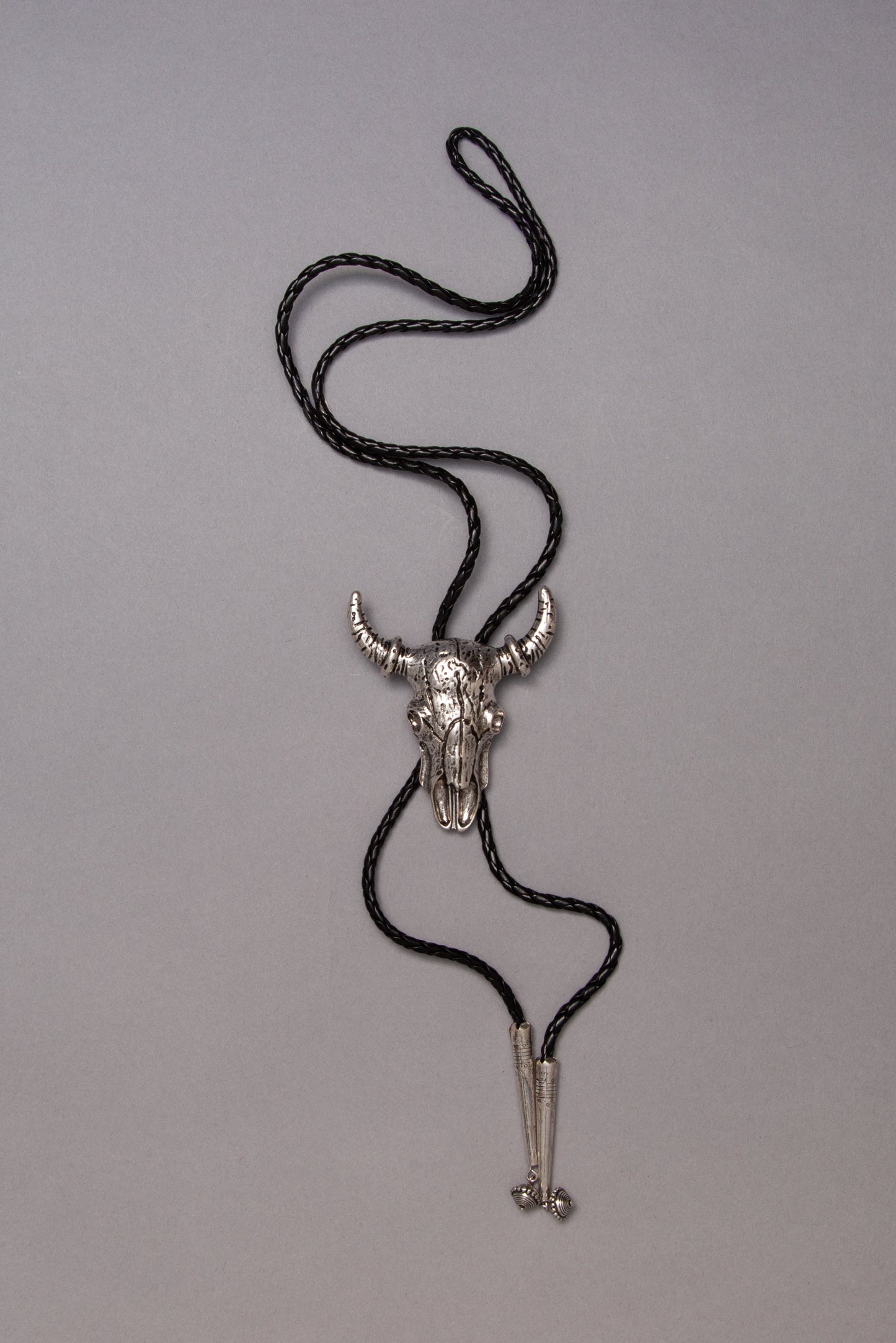 Meredith Western Longhorn Concho Bolo Necklace with Braided Cord