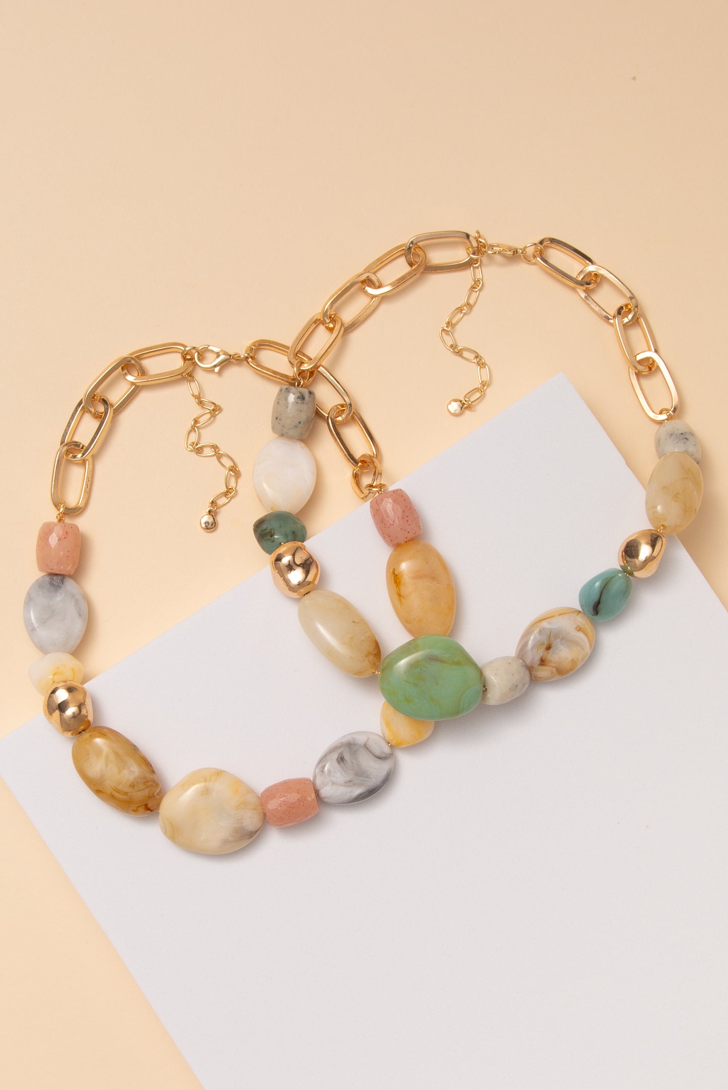 Rachel Marbled Chunky Stone Bead Necklace