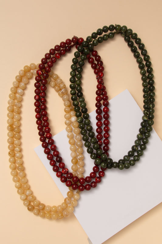 Skyla Rope Styled Marbled Stone Bead Necklace
