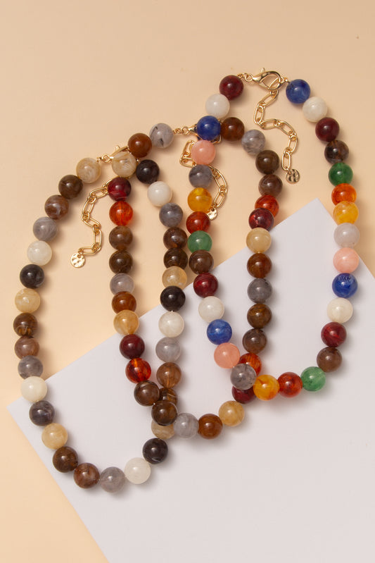 Akira Multi Color Stone Bead Necklace