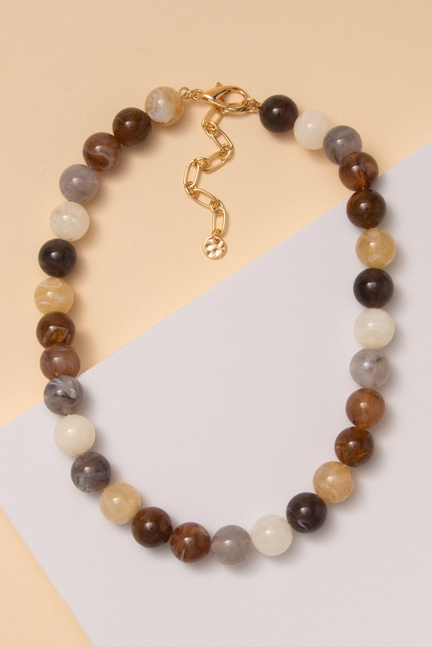 Akira Multi Color Stone Bead Necklace | Grey