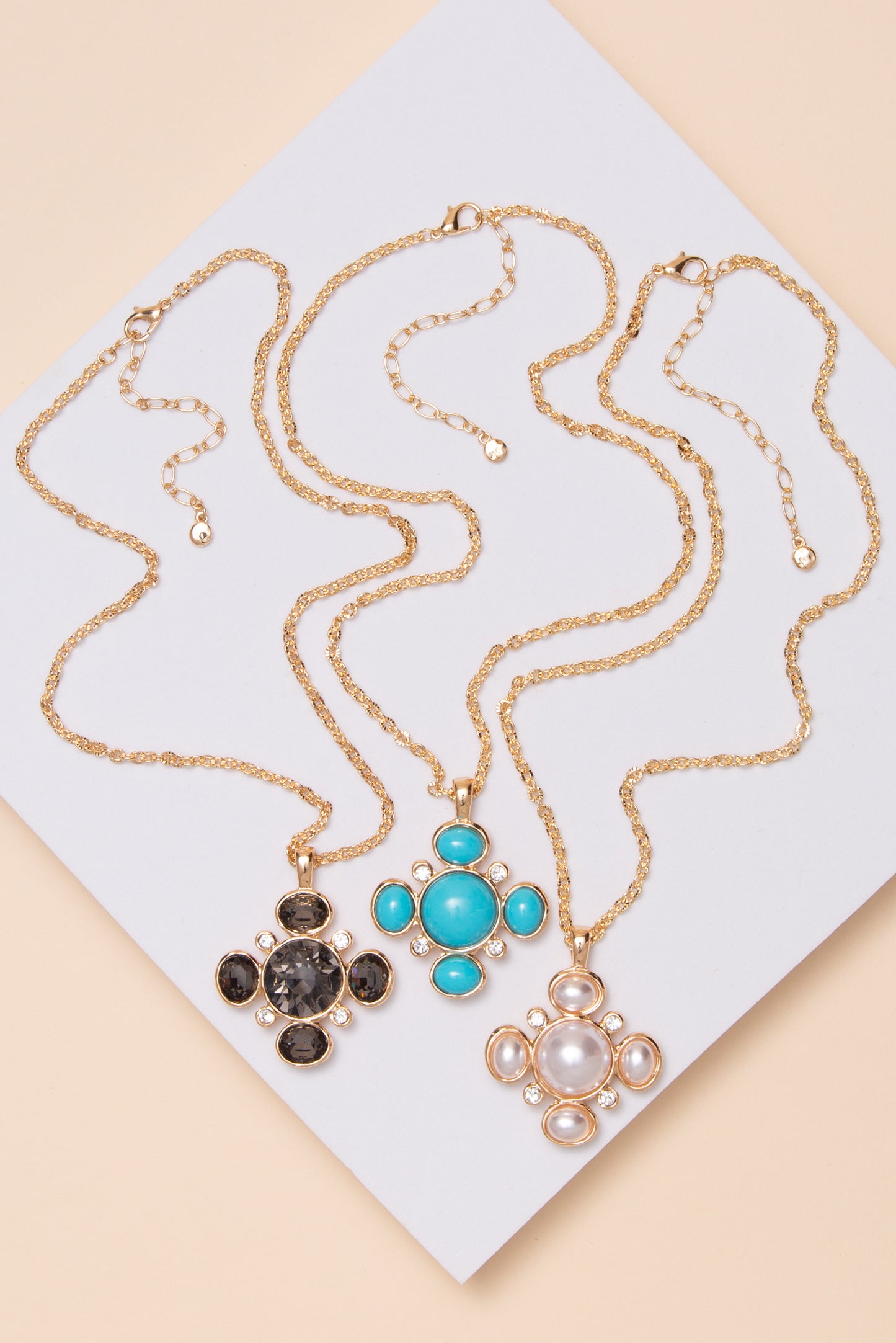 Jade Bezel-Set Crystal Cluster Pendant Necklace
