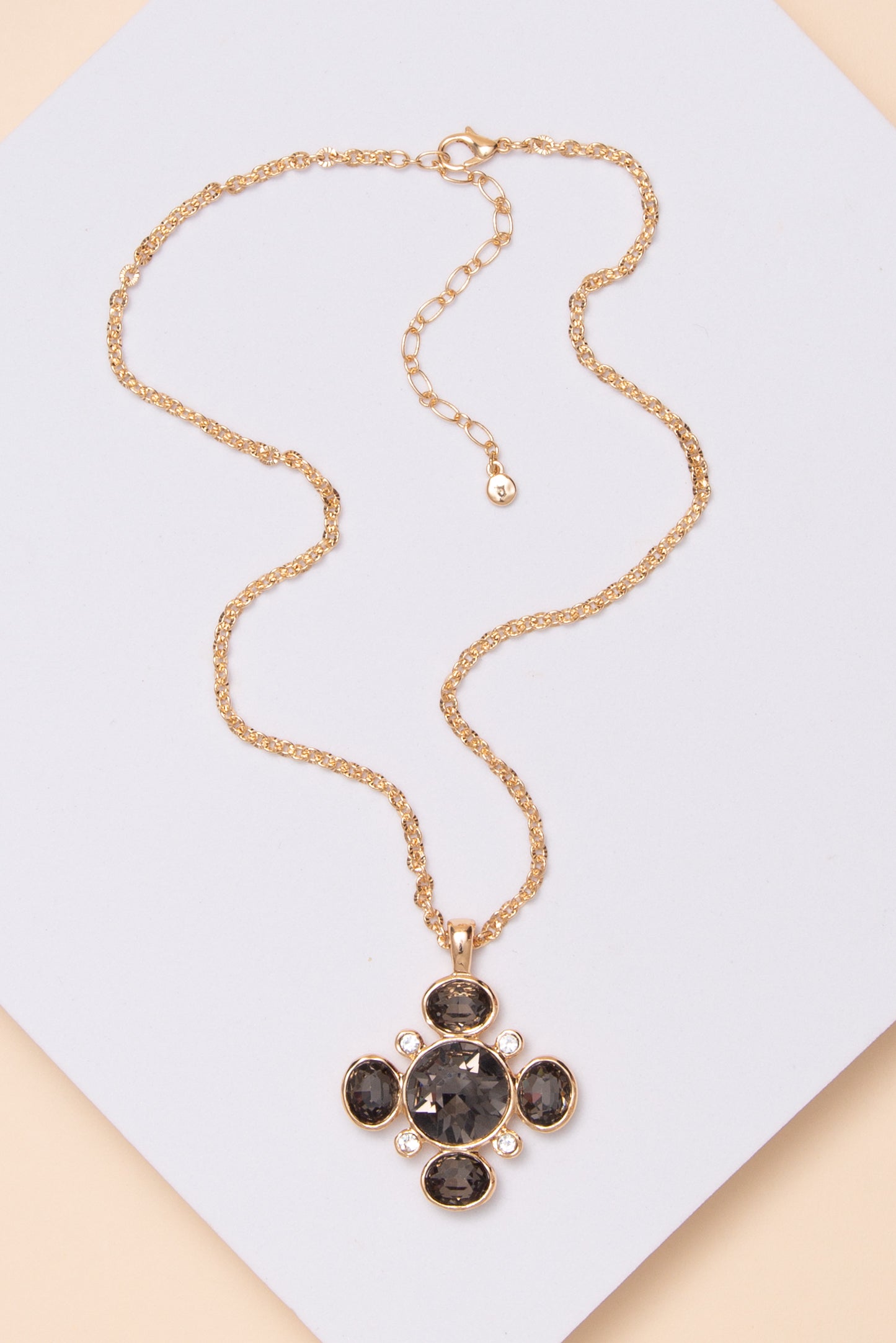 Jade Bezel-Set Crystal Cluster Pendant Necklace