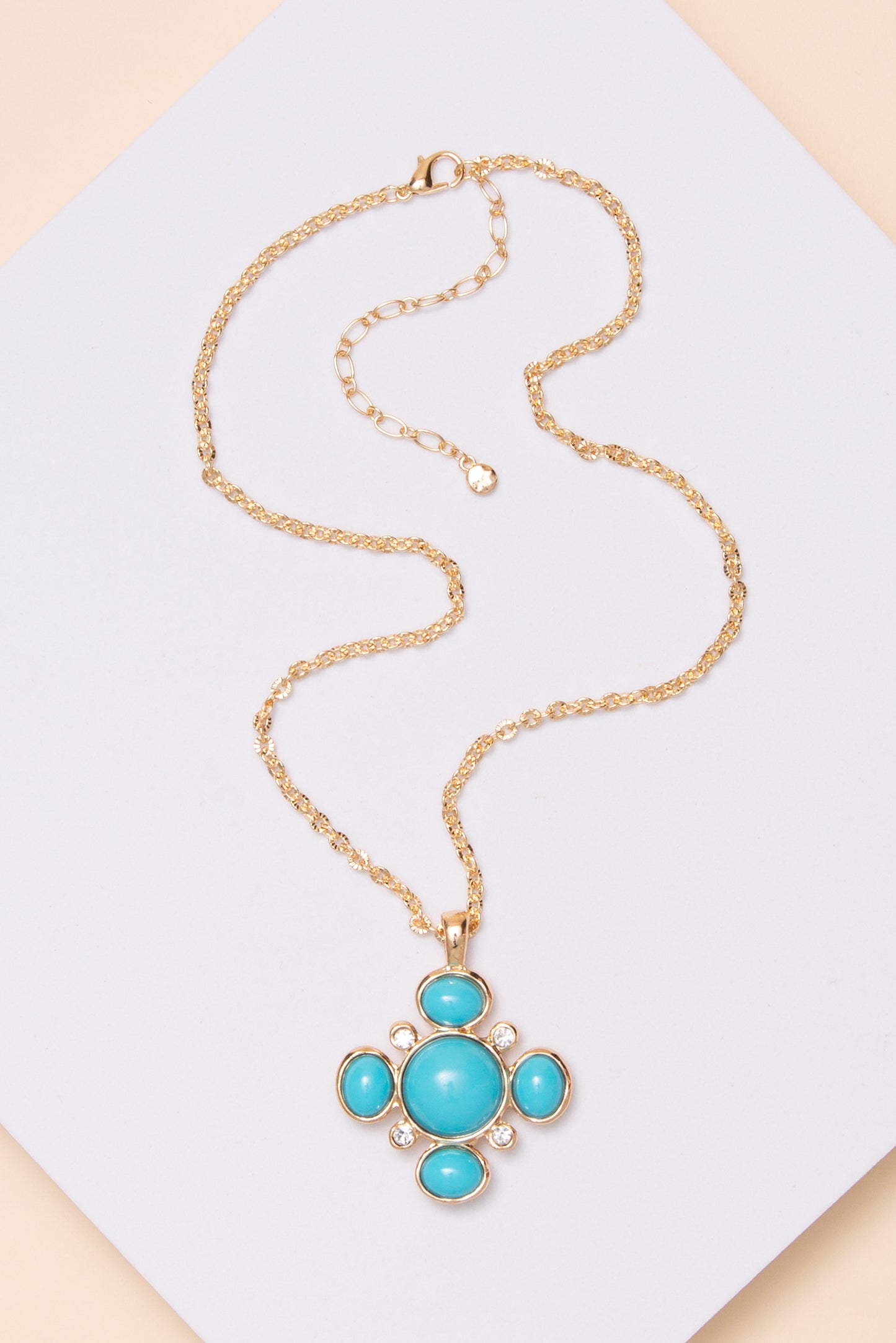 Jade Bezel-Set Crystal Cluster Pendant Necklace