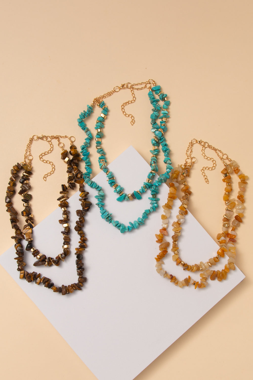 Jane Multi-Strand Freeform Resin Stone Bead Necklace