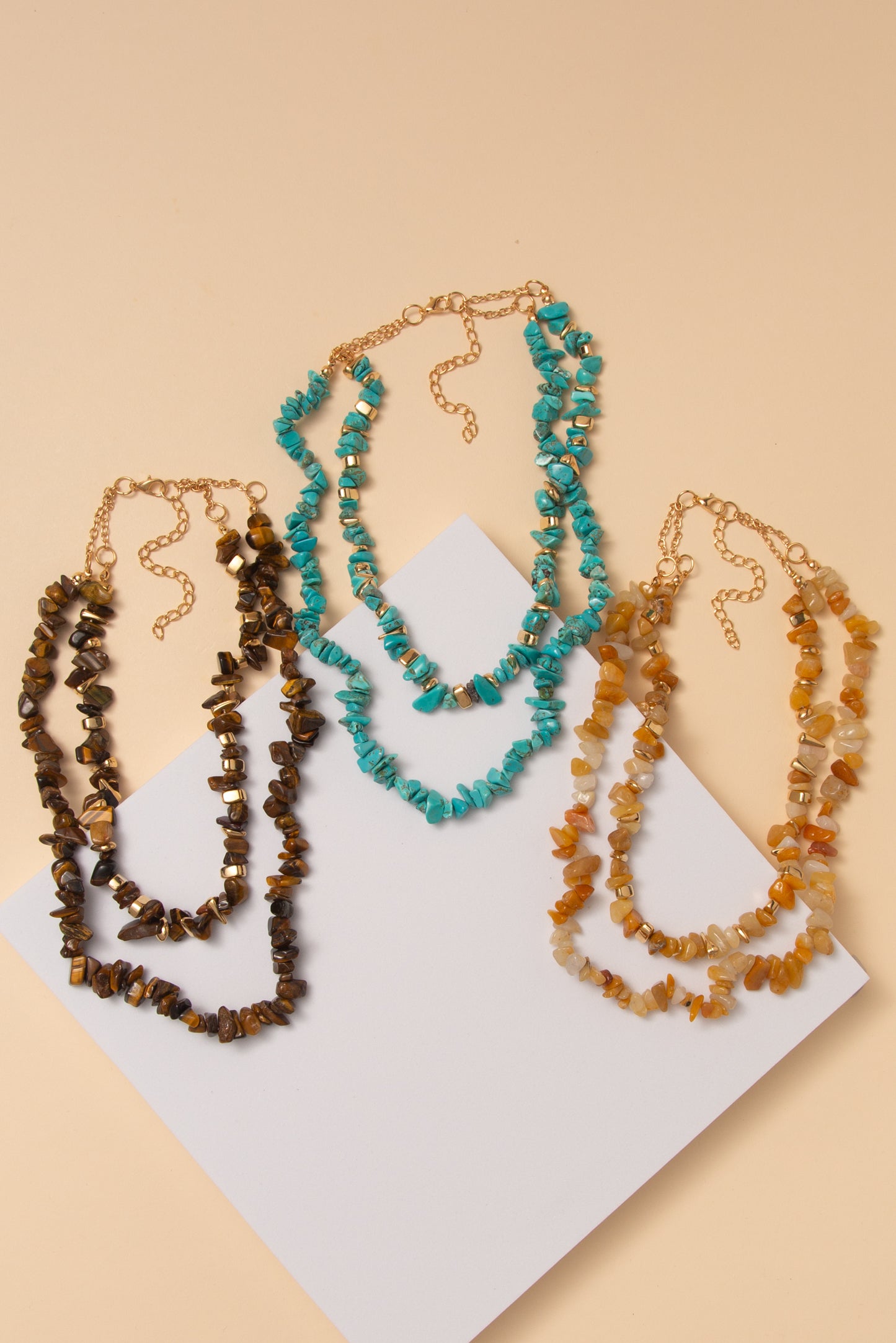 Jane Multi-Strand Freeform Resin Stone Bead Necklace