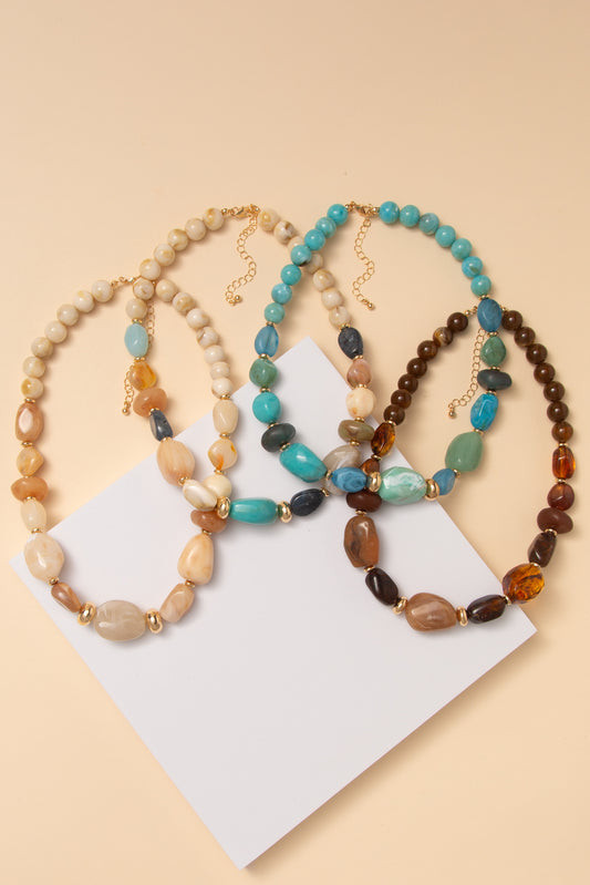 Dakota Marble Baroque Stone Beaded Necklace