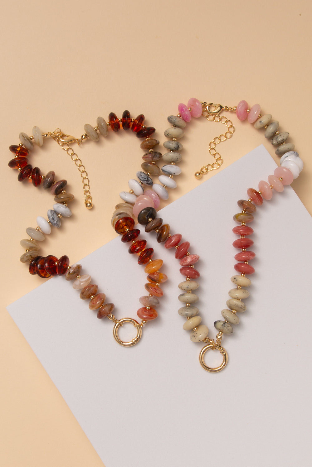 Aurora Marble Disc Stone Beaded Necklace