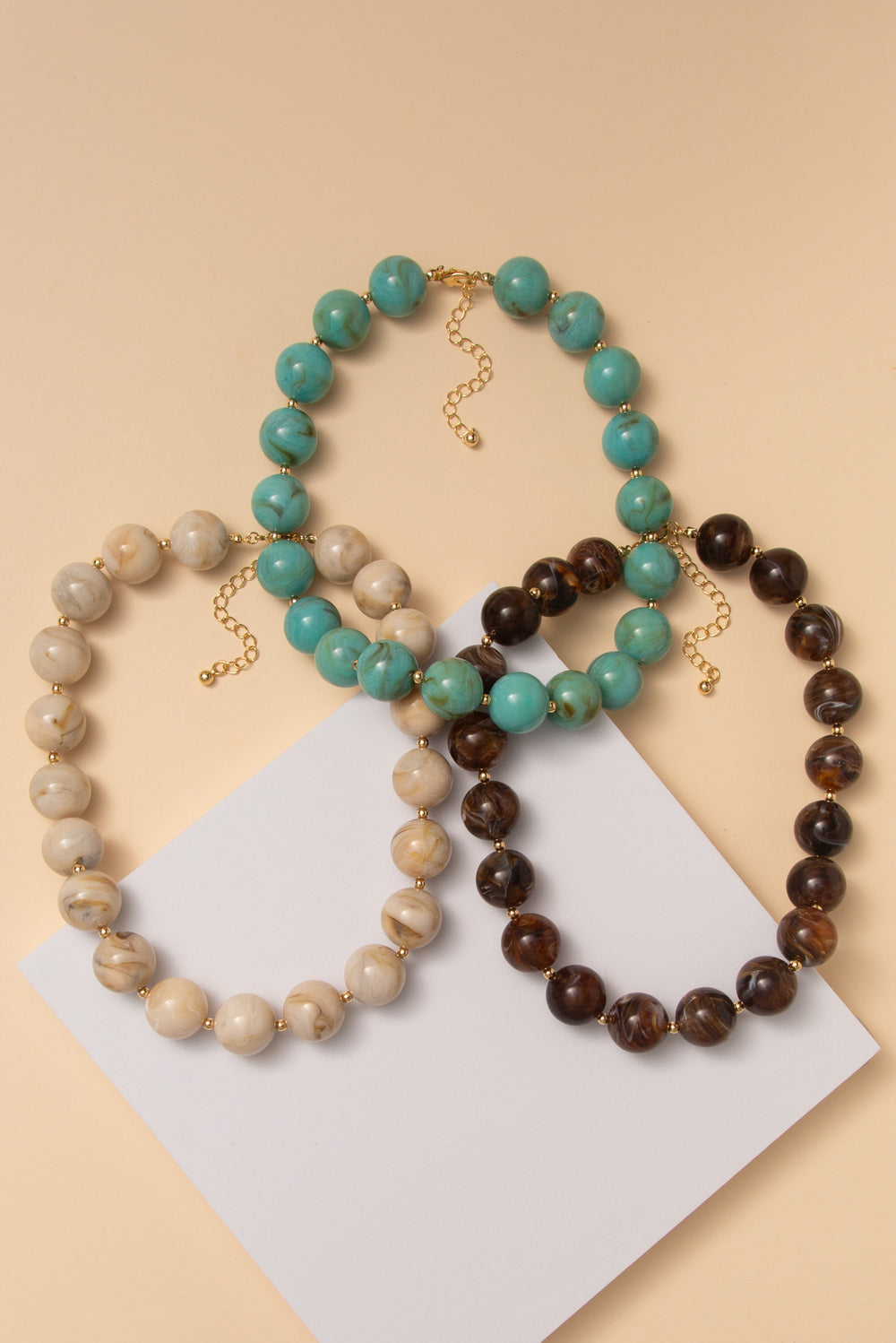 Sydney Marble Stone Beaded Necklace with Gold-Tone Metal Accents