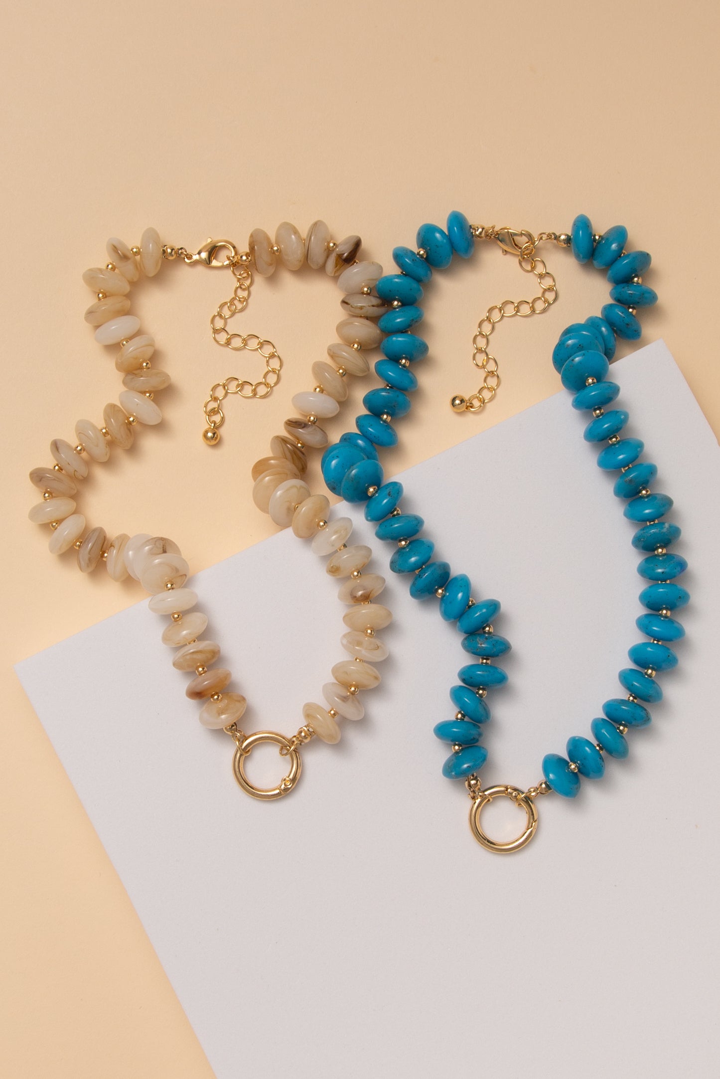 Evelynn Marble Disc Stone Beaded Necklace