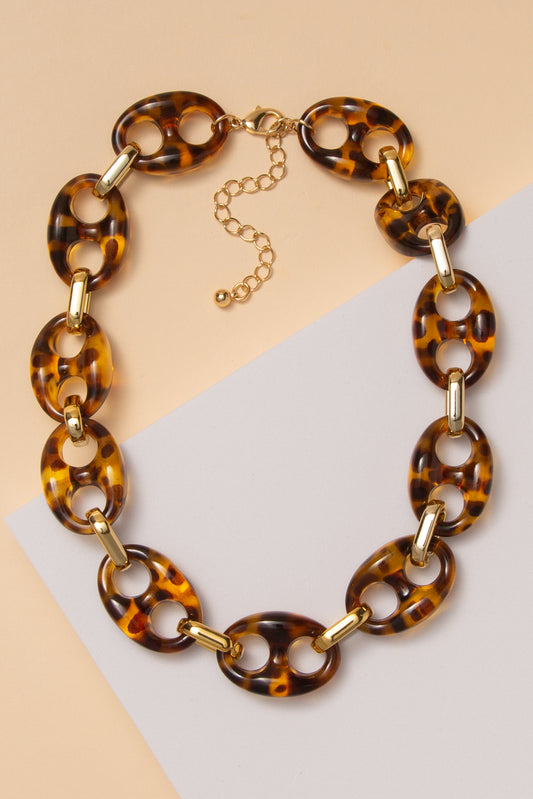 Danna Tortoise Inspired Tab Link Chain Necklace