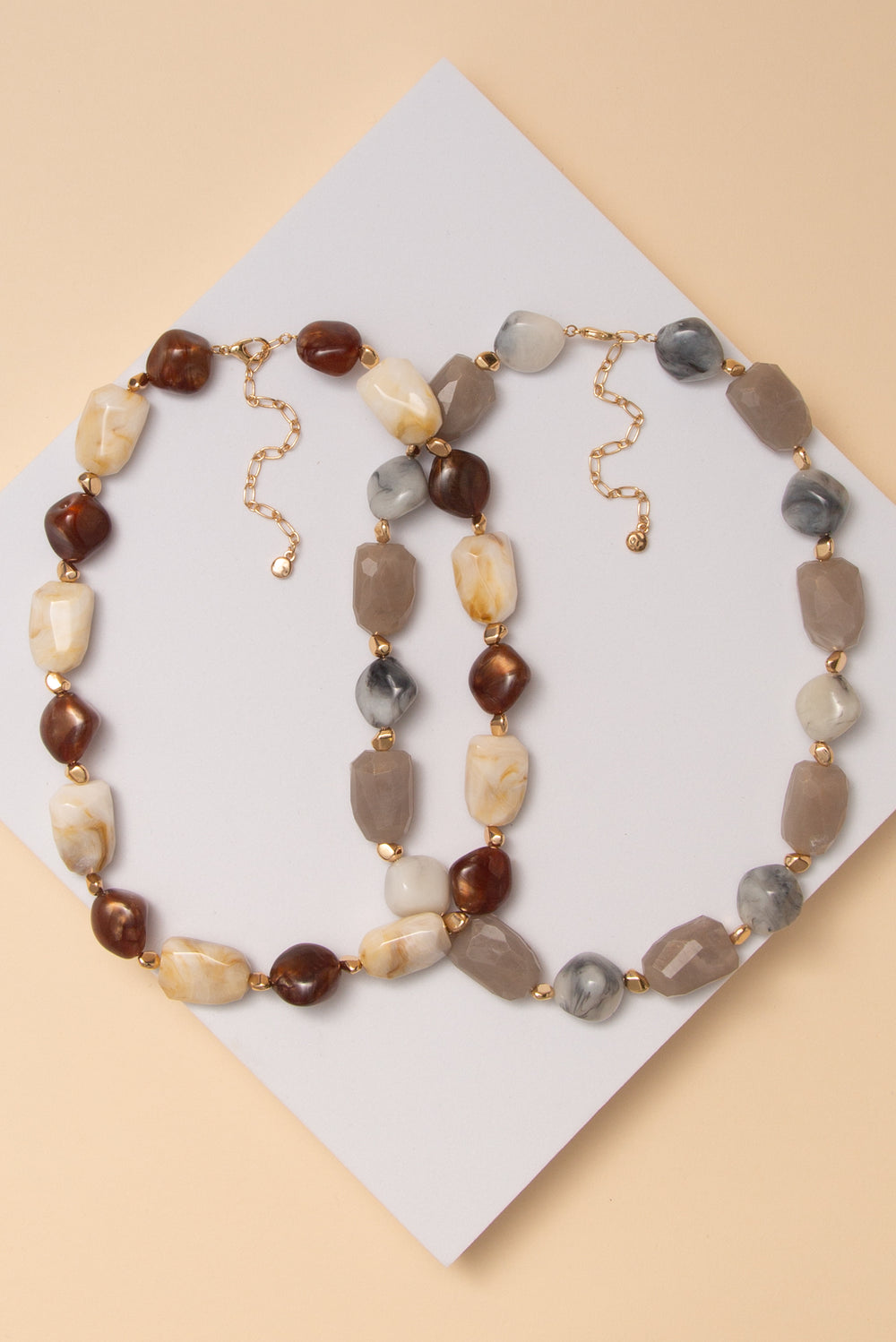 Georgina Marbled Free Form Stone Bead Necklace